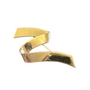 Vintage Monet Abstract Gold Tone Ribbon Brooch Pin